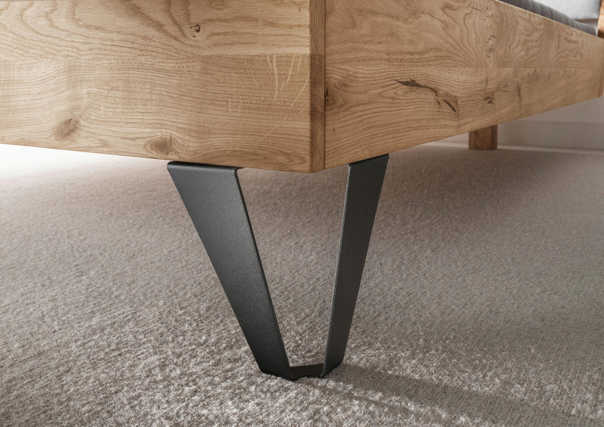 POSTEĽ, 140/200 cm farba smreka - čierna/farba smreka, Modern, kov/drevo (140/200cm) - Livetastic