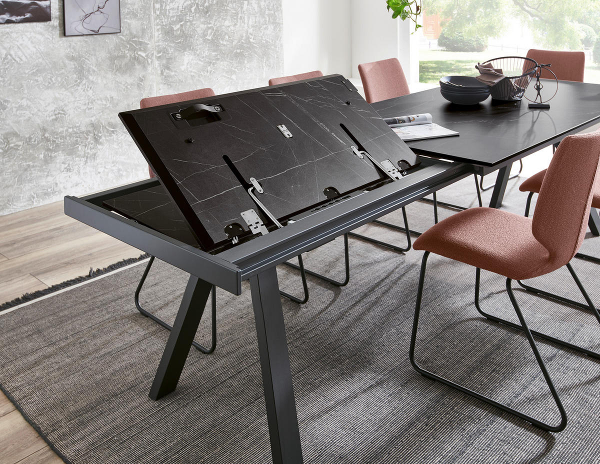 ESSTISCH in Metall, Holzwerkstoff 160-225/90/75 cm  - Anthrazit/Schwarz, Design, Holzwerkstoff/Metall (160-225/90/75cm) - Venjakob