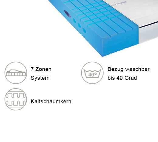 KALTSCHAUMMATRATZE Emotion S60 180/200 cm Höhe ca. 21 cm  - Weiß, Basics, Textil (180/200cm) - Novel