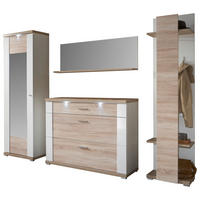 GARDEROBE 4-teilig 263,5/206,6/41,6 cm  - Weiss/Eichefarben, Design, Holzwerkstoff (263,5/206,6/41,6cm) - Xora