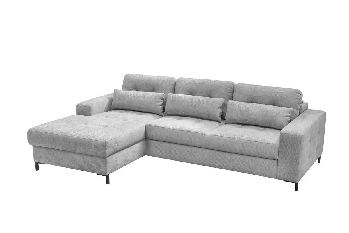 ECKSOFA BONITO Hellgrau Struktur  - Hellgrau/Schwarz, Design, Textil/Metall (176/255cm) - Livetastic