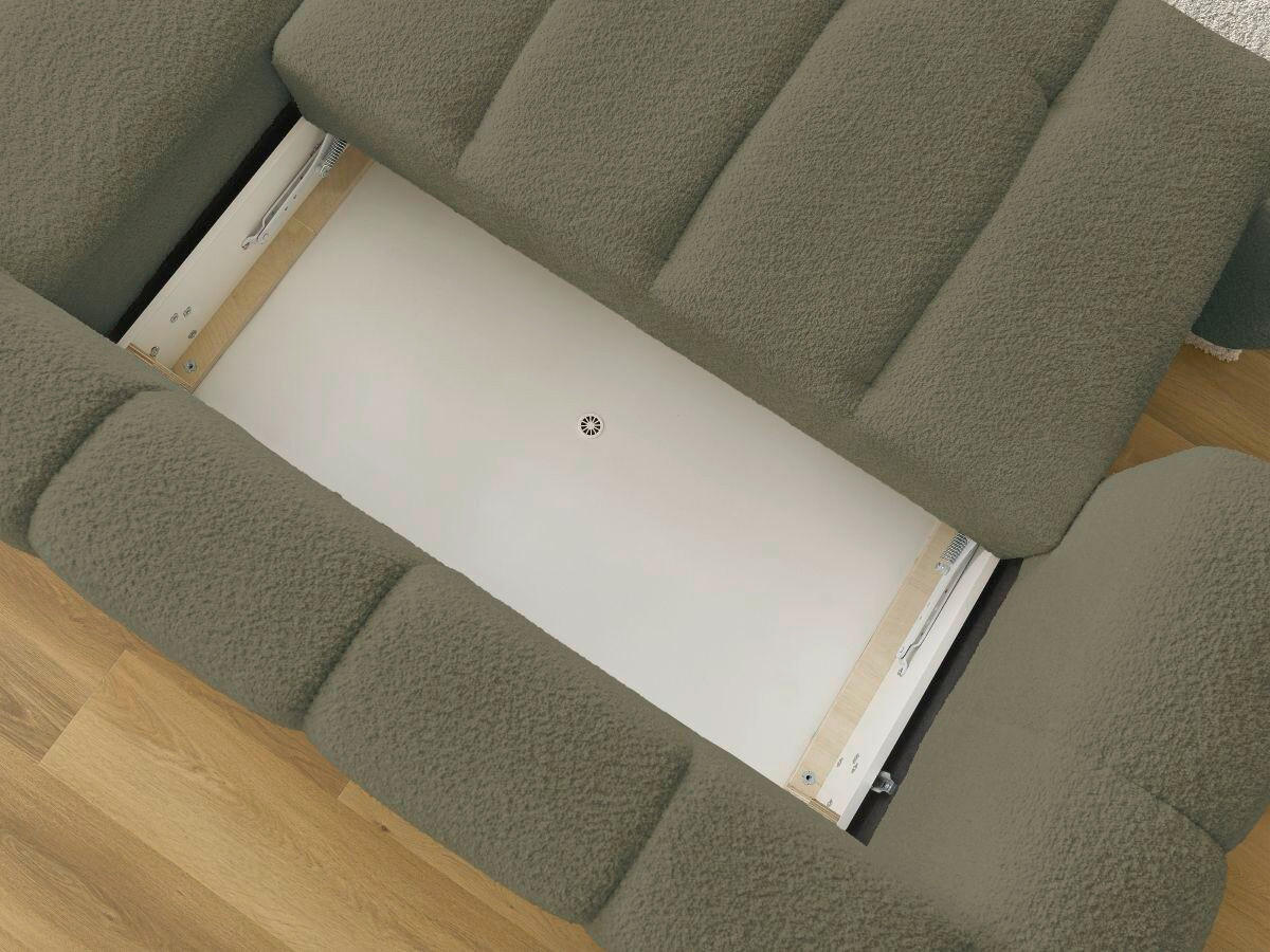 ECKSCHLAFSOFA FUJI Bouclé Grün  inkl.  - Schwarz/Grün, MODERN, Kunststoff/Textil (292/160cm)