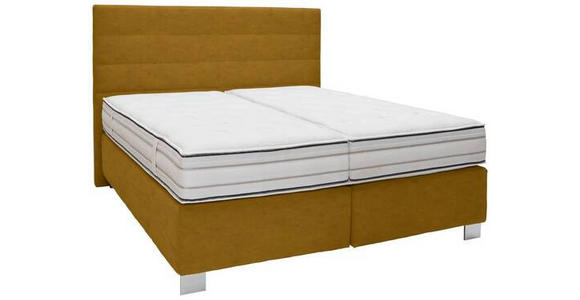 BOXSPRINGBETT 180/200 cm  in Currygelb  - Currygelb/Alufarben, KONVENTIONELL, Holzwerkstoff/Textil (180/200cm) - Dieter Knoll