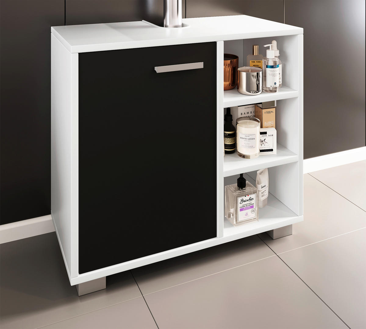 WASCHBECKENUNTERSCHRANK 60/54,8/30 cm  - Weiss/Schwarz, Modern, Holzwerkstoff/Kunststoff (60/54,8/30cm) - MID.YOU