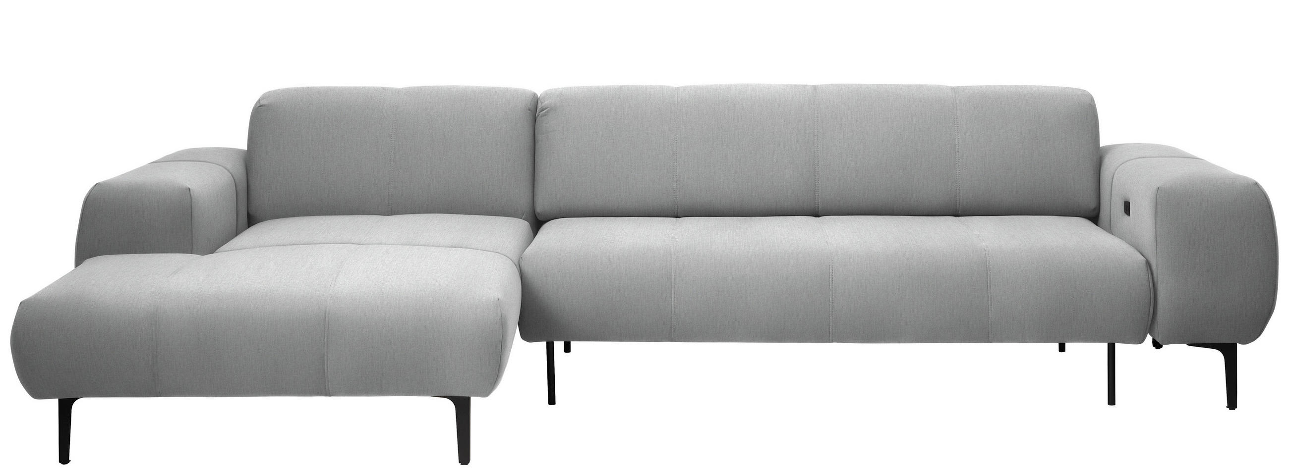 ECKSOFA in Chenille Hellgrau  - Hellgrau/Schwarz, Design, Textil/Metall (167/311cm) - Xora
