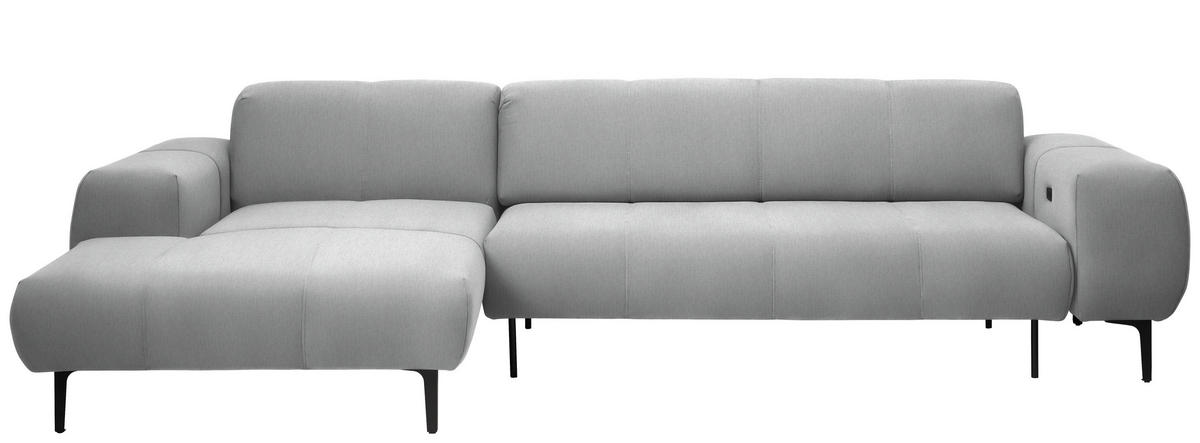 ECKSOFA in Chenille Hellgrau  167/311 cm  - Hellgrau/Schwarz, Design, Textil/Metall (167/311cm) - Xora