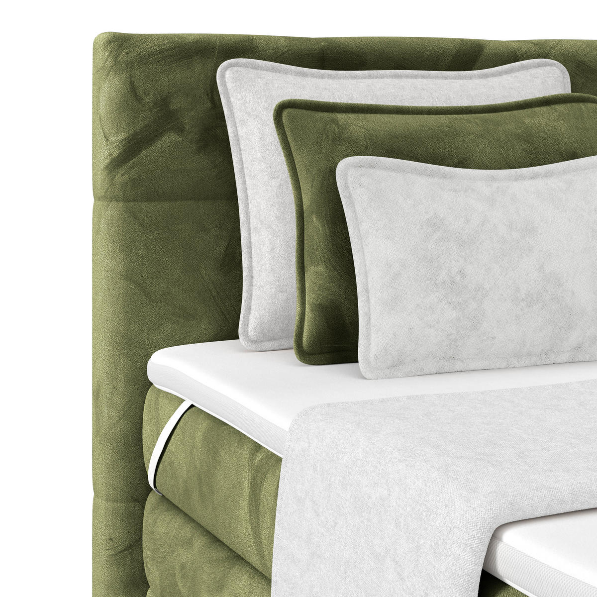 BOXSPRINGBETT 180/200 cm,  in Dunkelgrün, gepolstertes Kopfteil, Bettkasten, Topper, Matratzen, H3 + H3 = fest  - Dunkelgrün, KONVENTIONELL, Holz/Holzwerkstoff (180/200cm) - Luca Bessoni