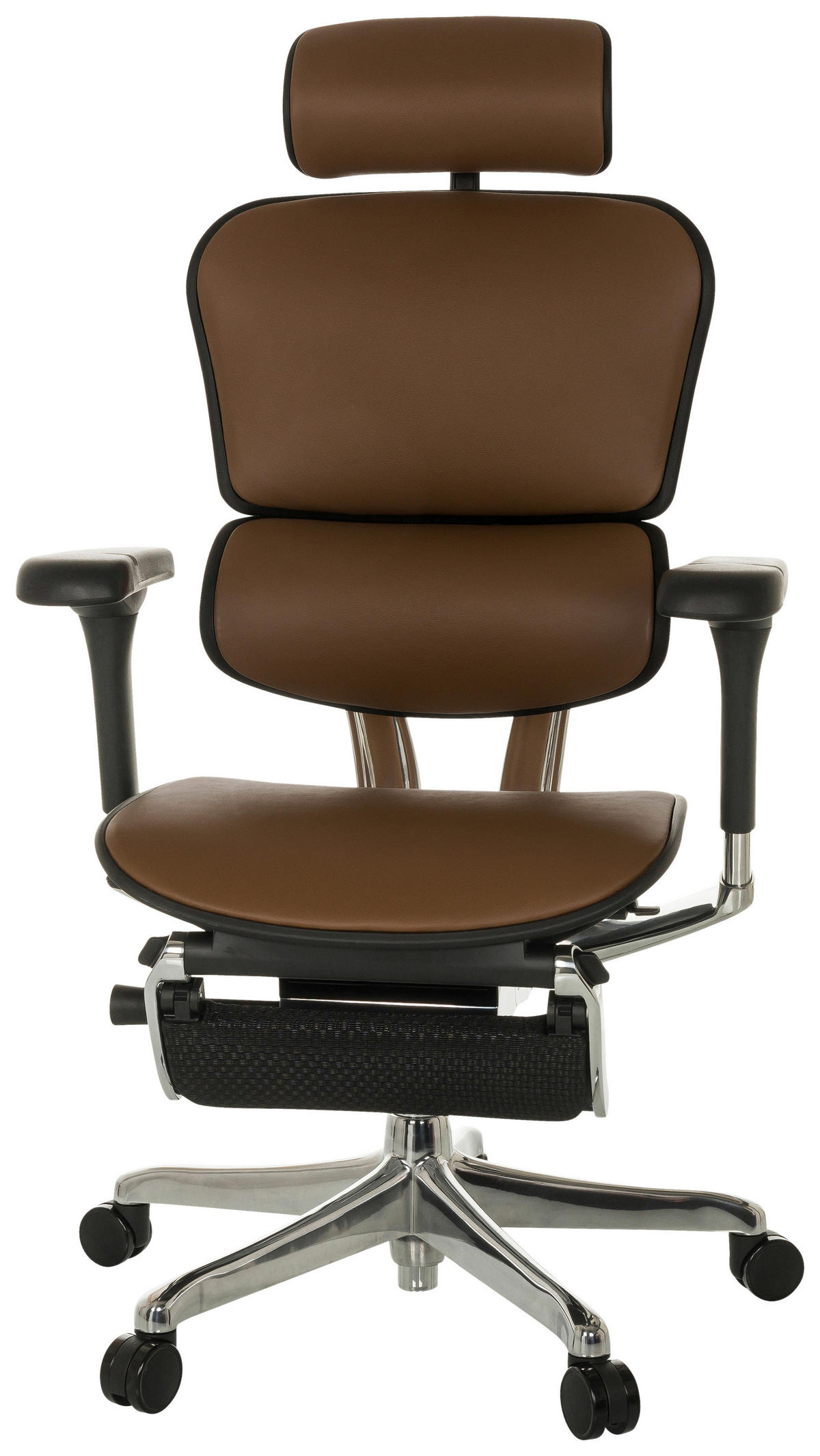 DREHSTUHL  in Braun  - Silberfarben/Schwarz, MODERN, Leder/Kunststoff (76/119 - 138/64cm) - MID.YOU