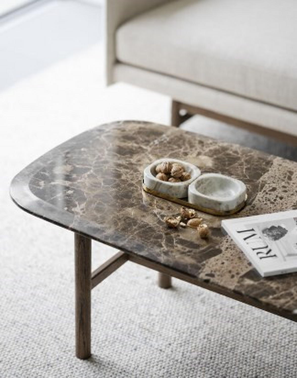 SOFFBORD i trä, sten 135/62/45 cm  - mörkbrun/naturfärgad, Klassisk, trä/sten (135/62/45cm) - Rowico