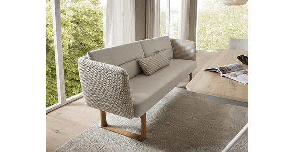 SITZBANK 224/91/69 cm Flachgewebe Beige massiv Holz  - Eichefarben/Beige, Design, Holz/Textil (224/91/69cm) - Valnatura
