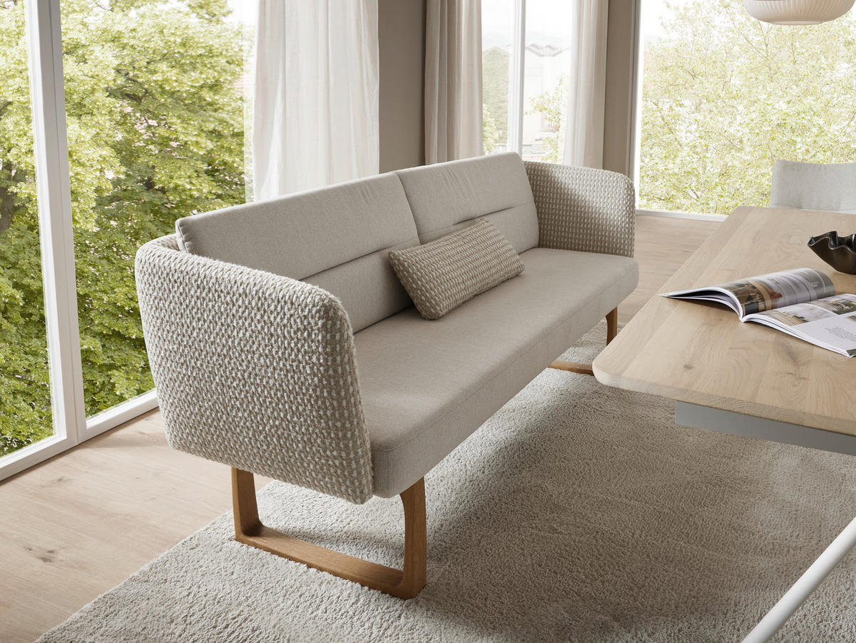 SITZBANK 224/91/69 cm Flachgewebe Beige massiv Holz  - Eichefarben/Beige, Design, Holz/Textil (224/91/69cm) - Valnatura