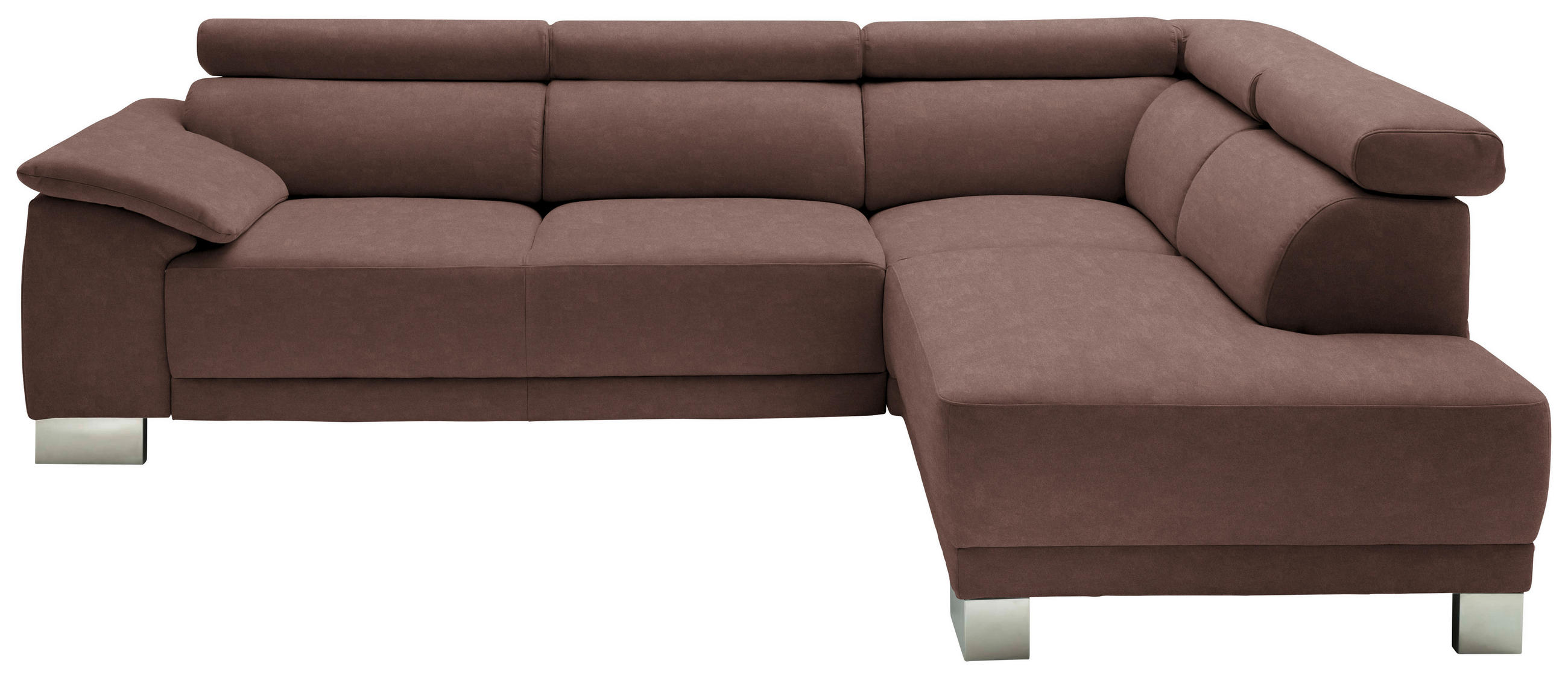 ECKSOFA in Mikrofaser Braun  - Chromfarben/Braun, Design, Holz/Textil (270/205cm) - Pure Home Lifestyle