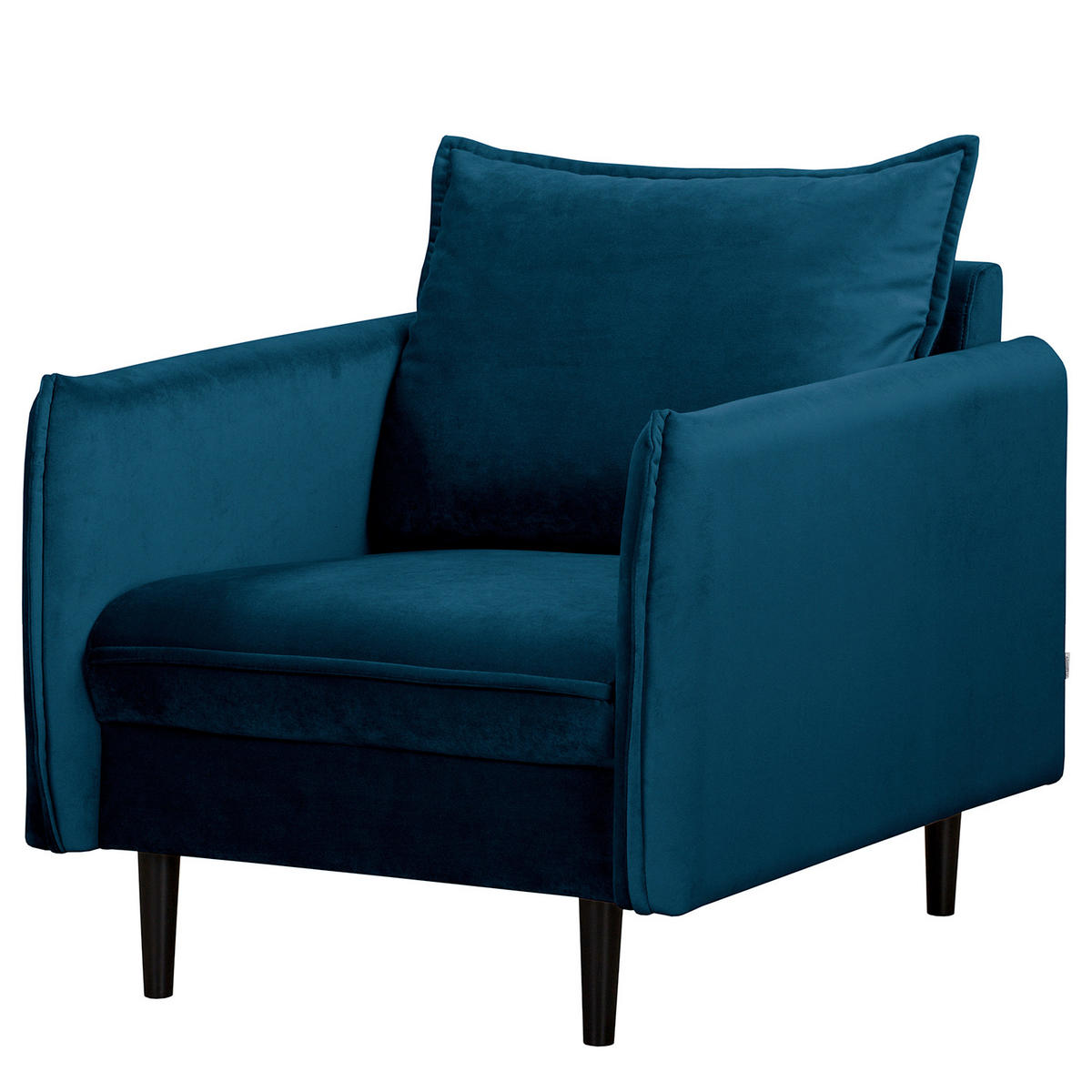 SESSEL in Samt Blau  - Blau/Schwarz, Design, Holz/Textil (74/86/100cm) - P & B