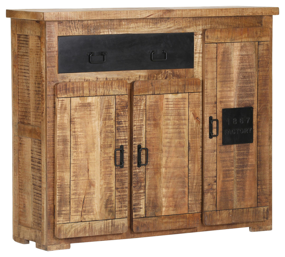 SCHUHSCHRANK Mangoholz massiv Braun  - Schwarz/Braun, LIFESTYLE, Holz/Metall (135/115/40cm) - Landscape