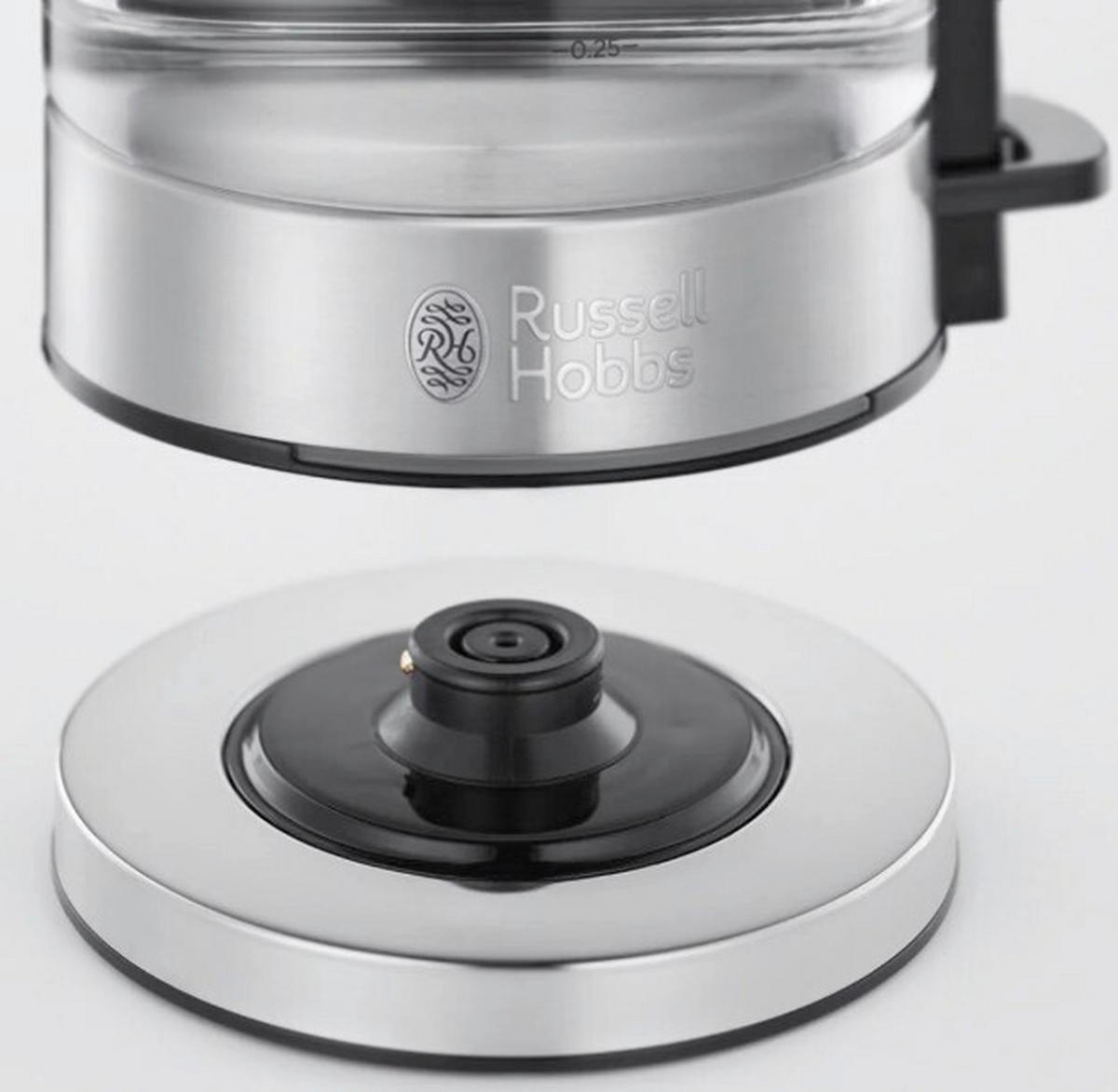 WASSERKOCHER Wasserkocher 0,8 L  - Edelstahlfarben/Schwarz, Basics, Glas/Kunststoff (21/19/11cm) - Russell Hobbs