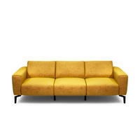 3-SITZER-SOFA in Samt Gelb  - Gelb/Schwarz, Design, Textil/Metall (250/86/86-94cm) - SENSOO