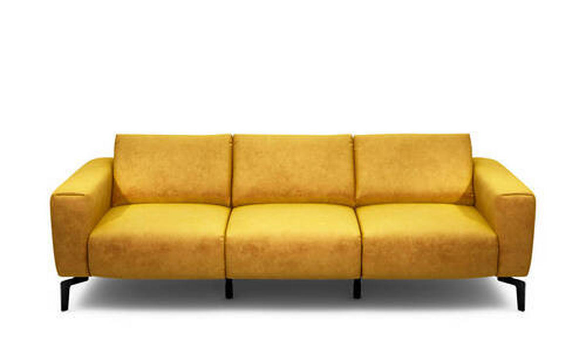 3-SITZER-SOFA in Samt Gelb  - Gelb/Schwarz, Design, Textil/Metall (250/86/86-94cm) - SENSOO