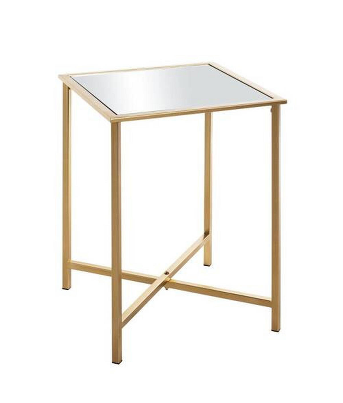COUCHTISCH Lagos Spiegelglas 39/39/53 cm quadratisch Klar, Goldfarben  - Klar/Goldfarben, MODERN, Glas/Metall (39/39/53cm)
