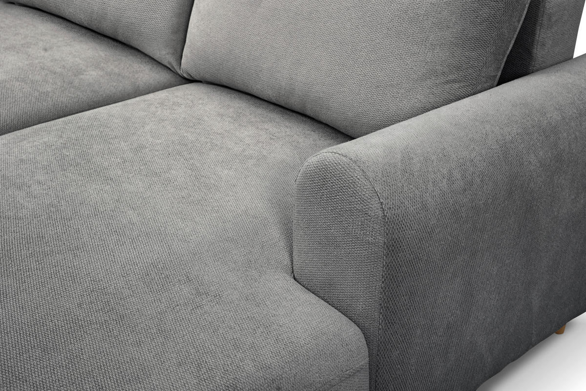ECKSOFA VIRA Grau Struktur Rückenkissen, Bettkasten, Liegefläche im Originalstoff  - Naturfarben/Grau, Design, Holz/Textil (150/230cm) - MID.YOU
