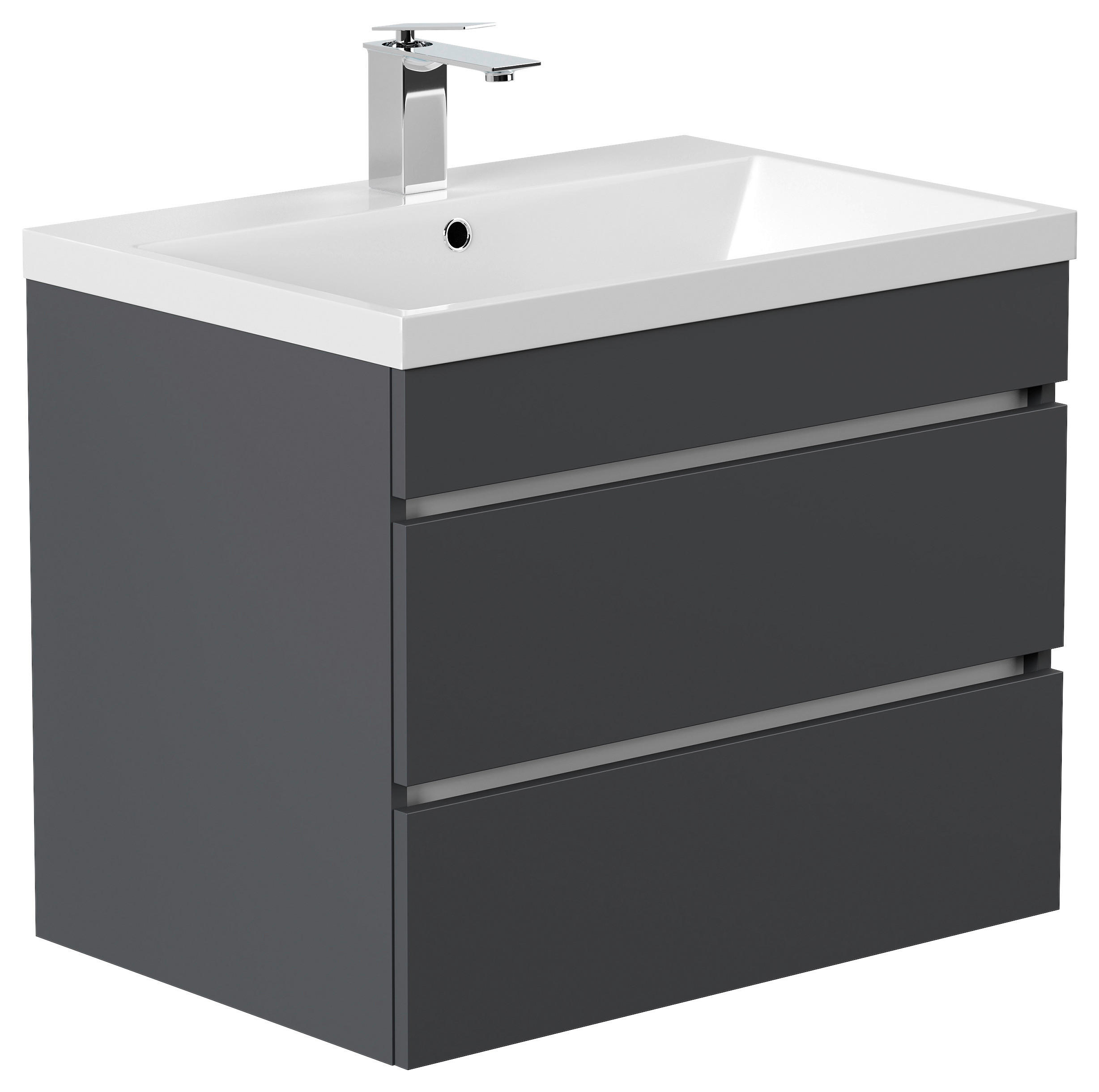 WASCHTISCHKOMBI 70 cm  - Graphitfarben/Weiß, Basics, Holzwerkstoff/Stein (70cm) - MID.YOU