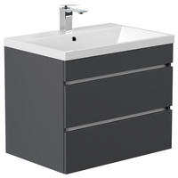 WASCHTISCHKOMBI 70 cm  - Graphitfarben/Weiß, Basics, Holzwerkstoff/Stein (70cm) - MID.YOU