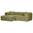 ECKSOFA Hellgrün Cord Zierkissen, Rücken echt  - Schwarz/Hellgrün, KONVENTIONELL, Kunststoff/Textil (162/250cm) - Carryhome