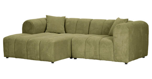 ECKSOFA Hellgrün Cord Zierkissen, Rücken echt  - Schwarz/Hellgrün, KONVENTIONELL, Kunststoff/Textil (162/250cm) - Carryhome
