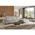 ECKSOFA in Flachgewebe Beige  - Beige/Schwarz, Natur, Holz/Textil (201/322cm) - Voleo