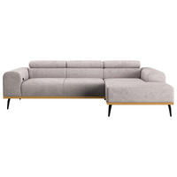 ECKSOFA Grau Mikrofaser  - Schwarz/Grau, KONVENTIONELL, Textil/Metall (244/157cm) - Cotta