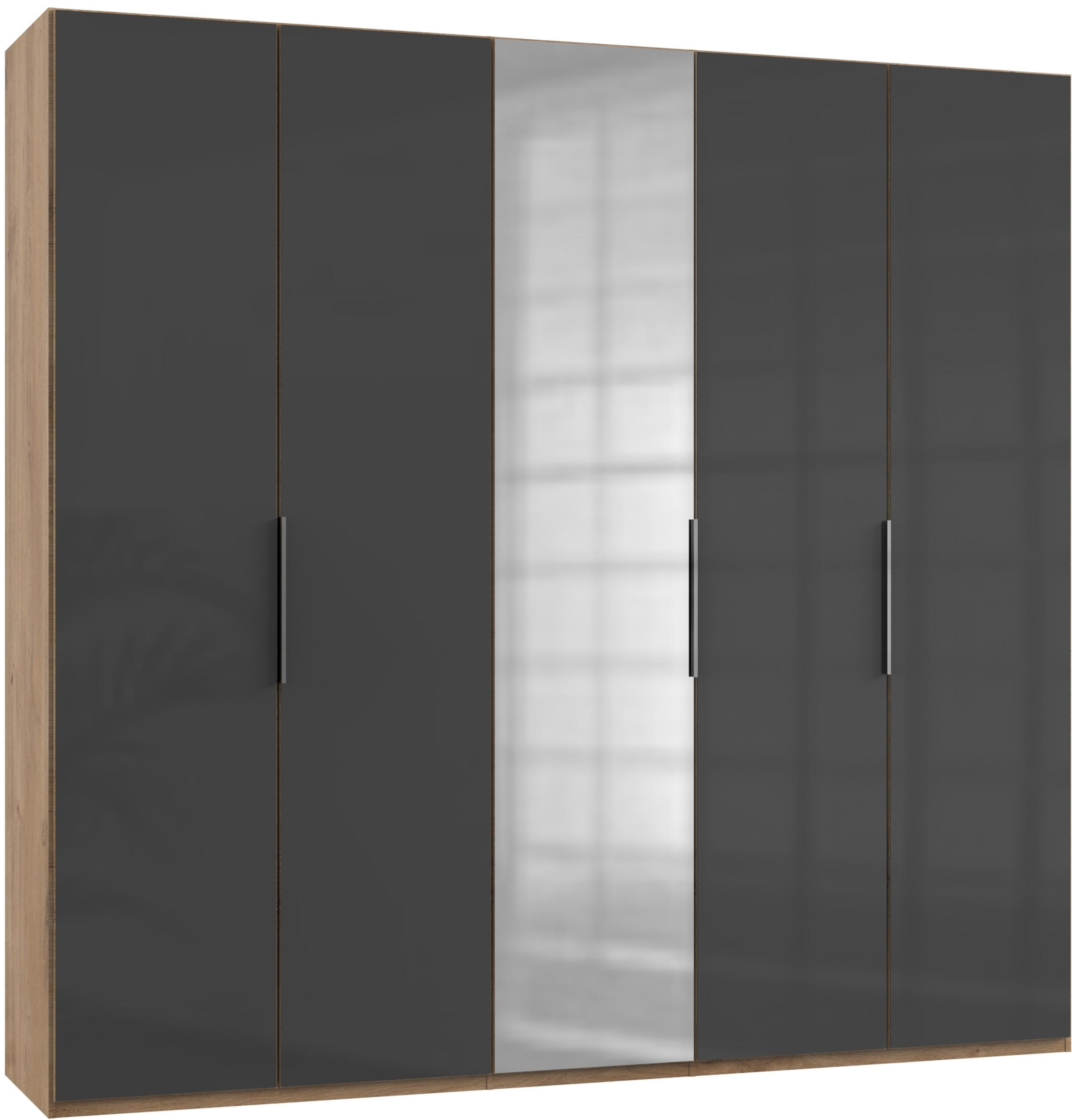 DREHTÜRENSCHRANK in Grau, Eichefarben  - Chromfarben/Eichefarben, Modern, Glas/Holzwerkstoff (250/236/58cm) - MID.YOU