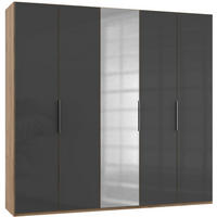 DREHTÜRENSCHRANK in Grau, Eichefarben  - Chromfarben/Eichefarben, Modern, Glas/Holzwerkstoff (250/236/58cm) - MID.YOU
