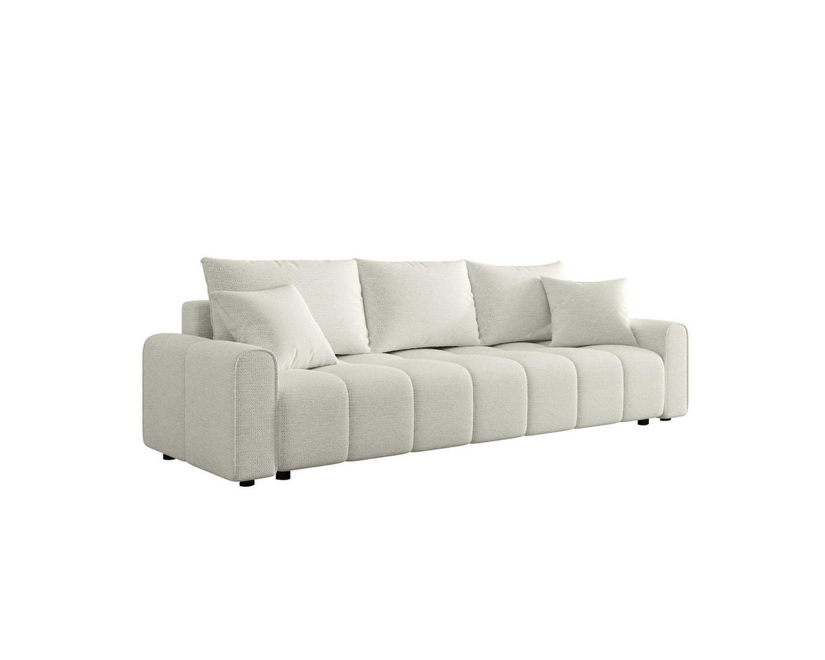 SCHLAFSOFA Plüsch Creme  inkl. Zierkissen, Rückenkissen  - Creme/Schwarz, MODERN, Kunststoff/Textil (236/90/100cm) - Xora