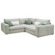 ECKSOFA  in Chenille Mintgrün  248/248 cm  - Dunkelgrün/Creme, KONVENTIONELL, Kunststoff/Textil (248/248cm) - Carryhome