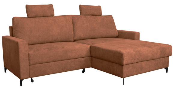 ECKSOFA Terracotta Struktur  - Terracotta/Schwarz, KONVENTIONELL, Textil/Metall (230/164cm) - Carryhome