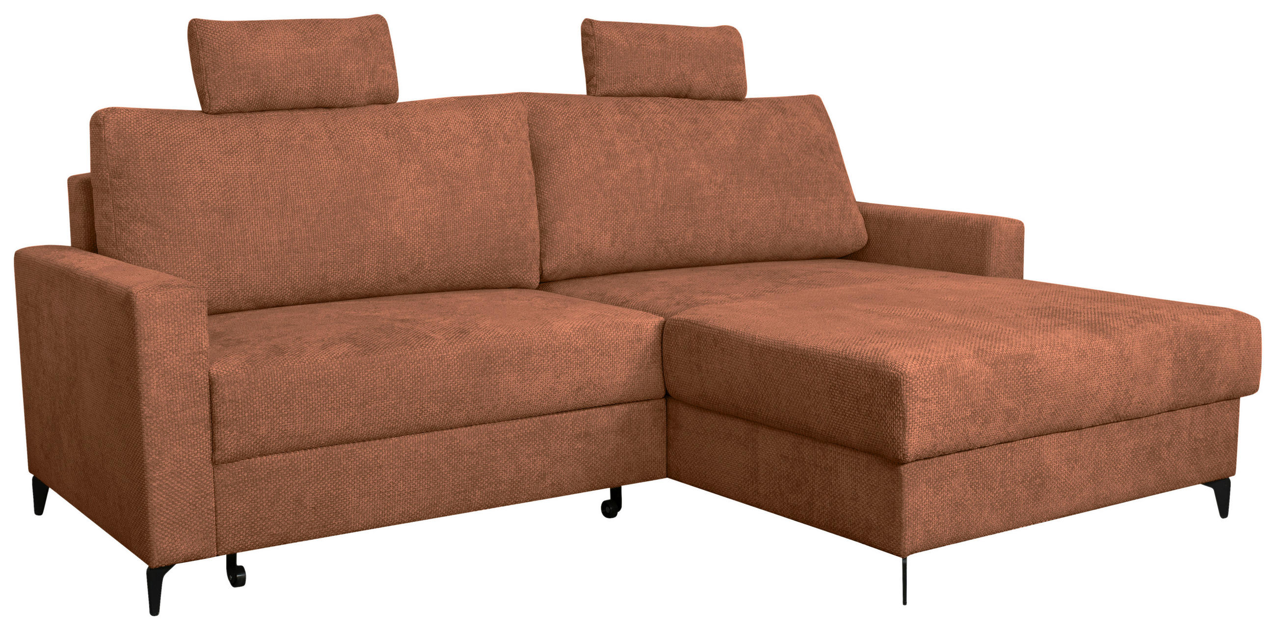 ECKSOFA Terracotta Struktur  - Terracotta/Schwarz, KONVENTIONELL, Textil/Metall (230/164cm) - Carryhome