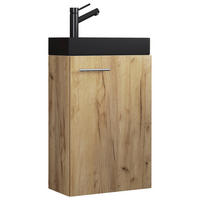 WASCHTISCHKOMBI 40,5 cm  - Honigeiche/Silberfarben, MODERN, Keramik/Holzwerkstoff (40,5cm) - MID.YOU