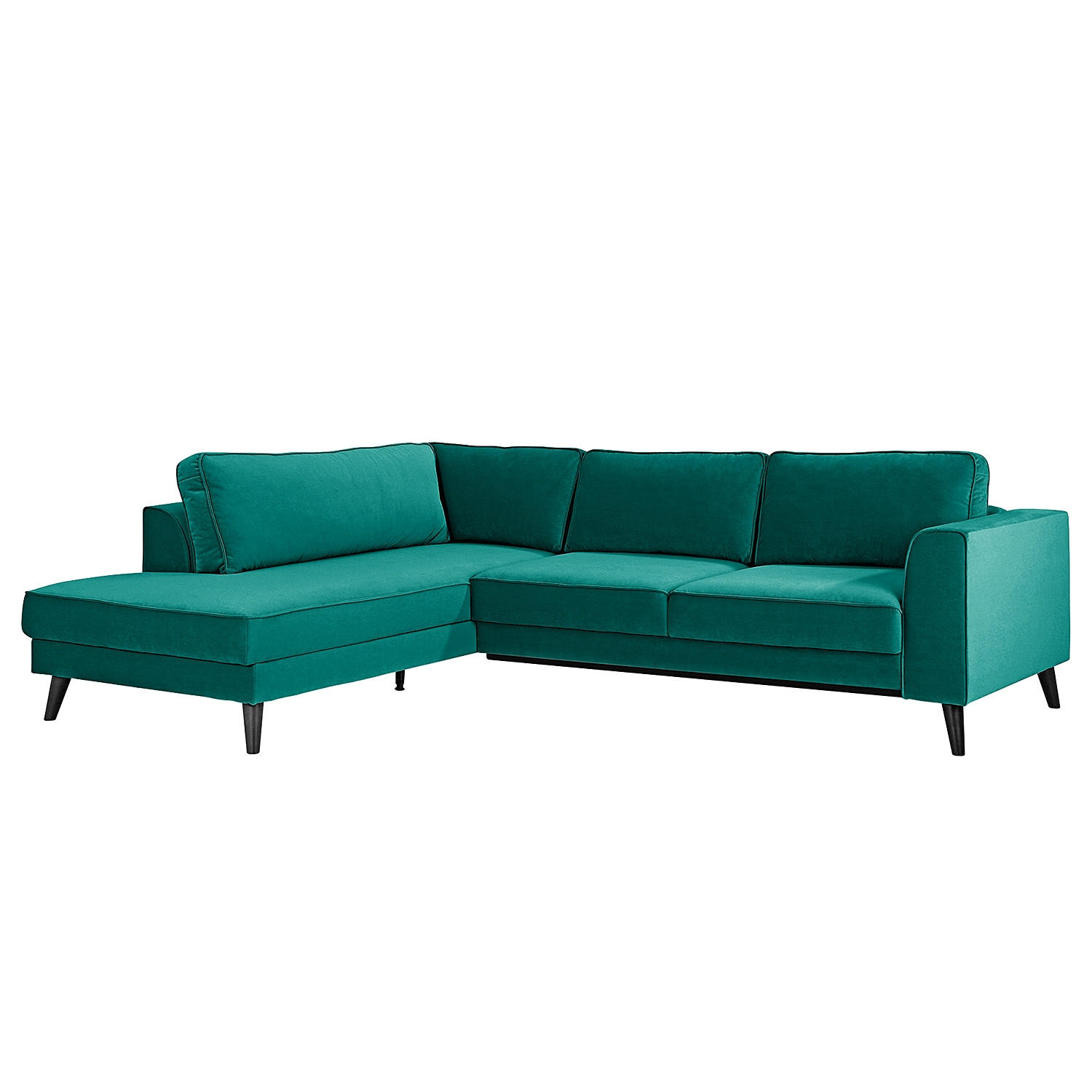 ECKSOFA in Samt, Velours Petrol - Wengefarben/Petrol, Modern, Holz/Textil (260/85/201cm) - Trendmanufaktur