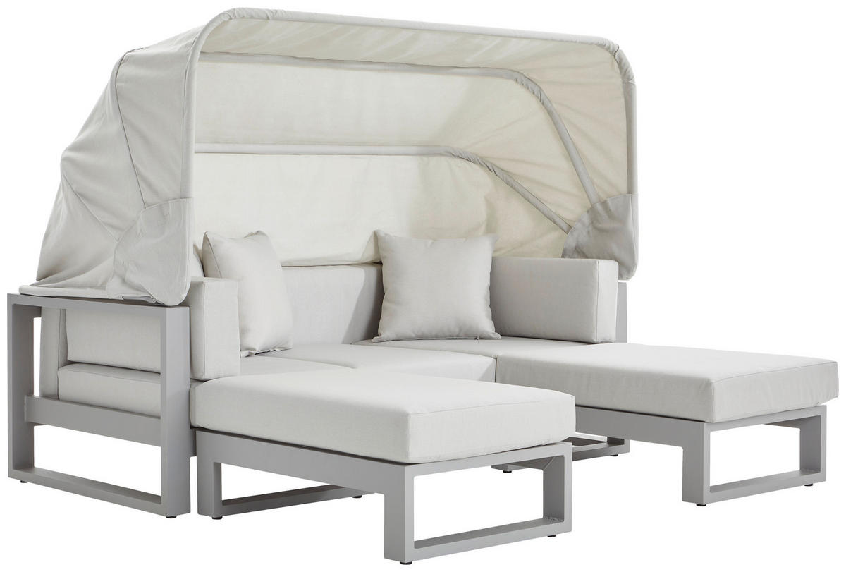 CANAPEA LOUNGE 196/60/90 cm  - gri deschis/gri, Design, metal/textil (196/60/90cm) - Amatio