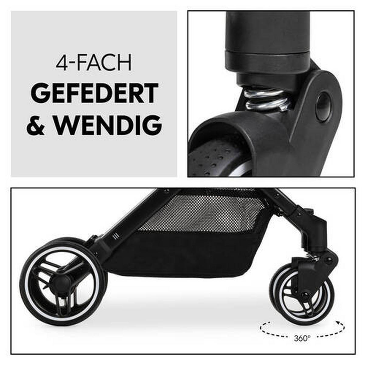 BUGGY TRAVEL N CARE PLUS  - Schwarz/Hellblau, Basics, Metall (81/51,5/105cm) - Hauck