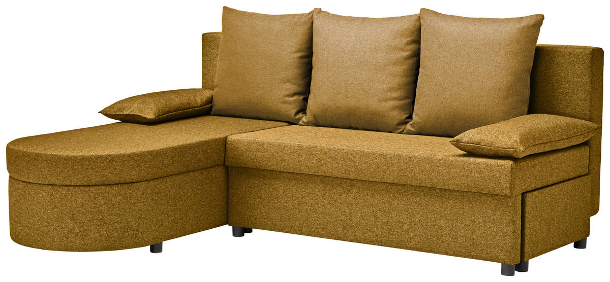 ECKSOFA in Webstoff Senfgelb  - Anthrazit/Senfgelb, Konventionell, Kunststoff/Textil (159/196cm) - Ti'me