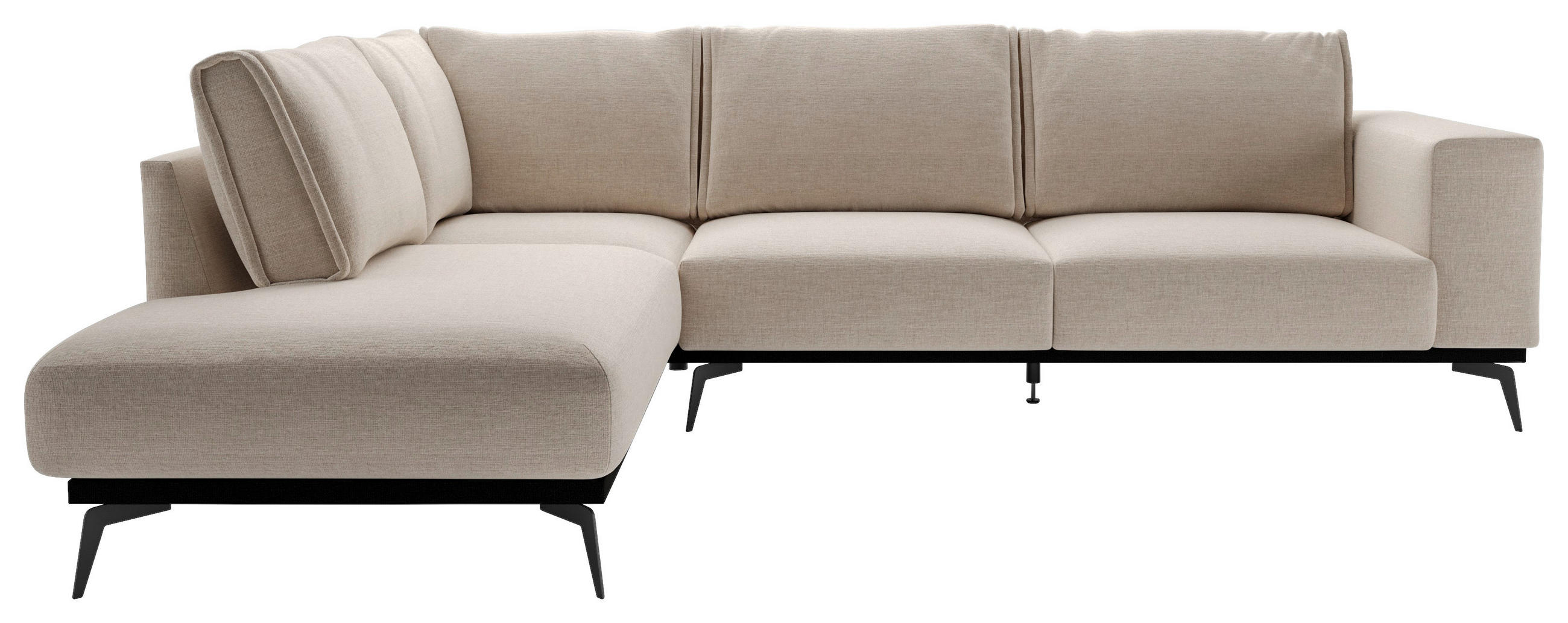 ECKSOFA Beige beflockt  - Beige/Schwarz, Design, Holz/Textil (200/293cm) - MID.YOU