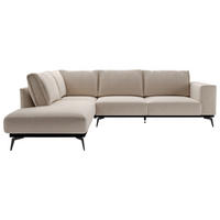 HÖRNSOFFA i flockad beige  - beige/svart, Design, metall/trä (200/293cm) - MID.YOU