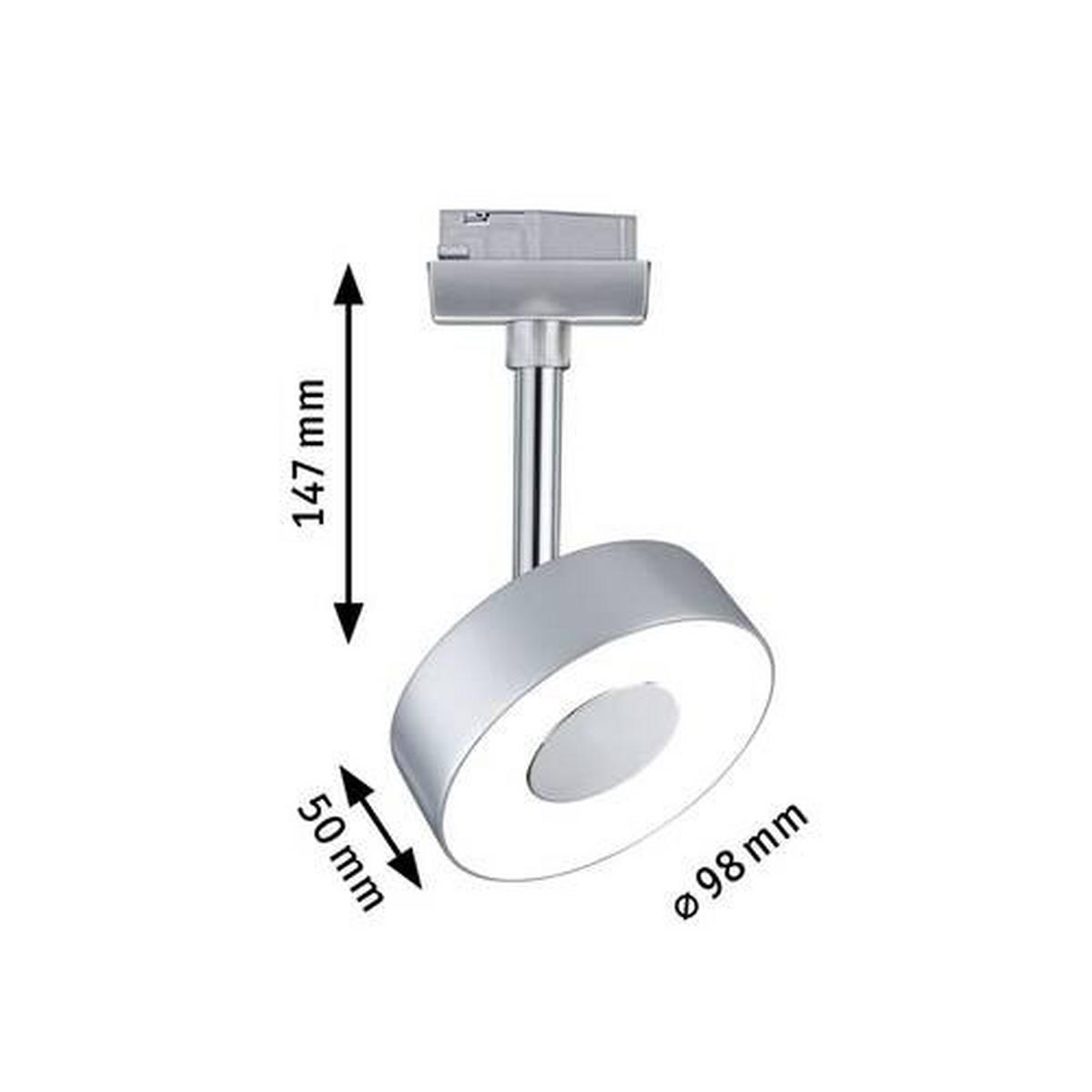 SCHIENENSYSTEM-STRAHLER - Chromfarben, Basics, Kunststoff/Metall (9,8/14,7cm) - Paulmann