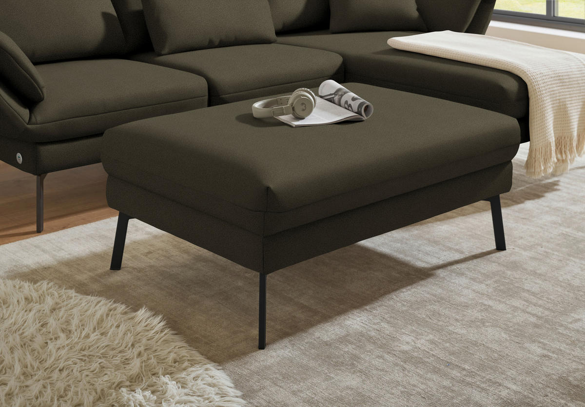 ECKSOFA  in Flachgewebe Dunkelgrün  255-365/175-224 cm  - Dunkelgrün/Schwarz, Design, Textil/Metall (255-365/175-224cm) - Dieter Knoll