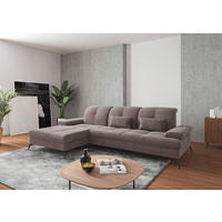 ECKSOFA Taupe Flachgewebe  - Taupe/Schwarz, KONVENTIONELL, Textil/Metall (185/279cm) - Sit & More