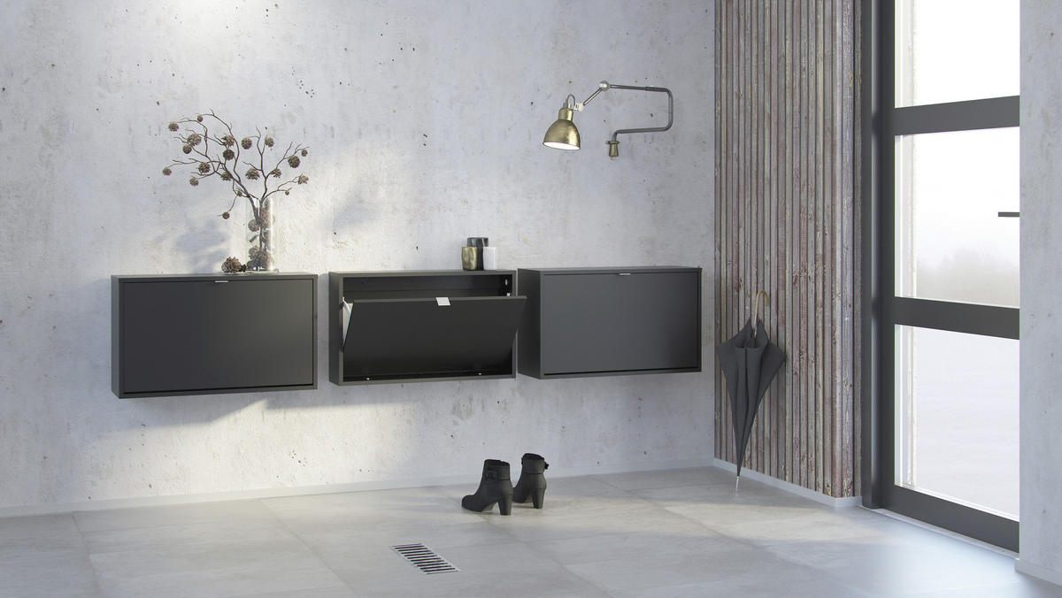 SKOSKÅP 70,3/162/24,05 cm  - aluminiumfärgad/svart, Design, metall/trämaterial (70,3/162/24,05cm) - Best Price