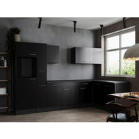 ECKKÜCHE 310/172 cm  in Grau, Schwarz  - Silberfarben/Schwarz, Design, Holzwerkstoff/Metall (310/172cm) - Respekta