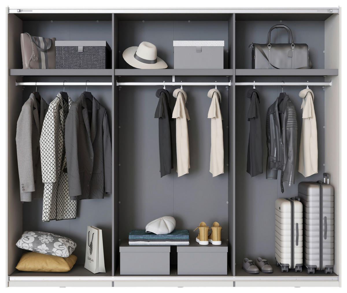 SKRIŇA S POS. DVER. – HOR.VED, kašmírová, 270/217,5/61 cm - čierna/kašmírová, Basics, kov/kompozitné drevo (270/217,5/61cm) - Xora