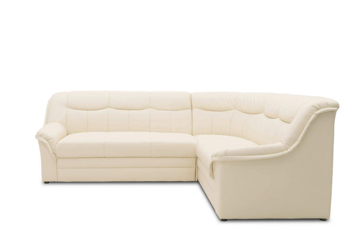 ECKSOFA BERLIN FK Beige Lederlook  - Beige/Schwarz, KONVENTIONELL, Kunststoff/Textil (250/205cm) - MID.YOU