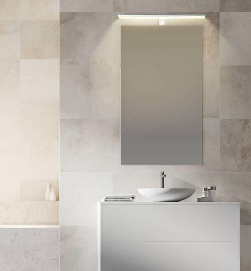 BADEZIMMER-WANDLEUCHTE 60/12/4 cm   - Chromfarben/Opal, Design, Kunststoff/Metall (60/12/4cm) - Globo